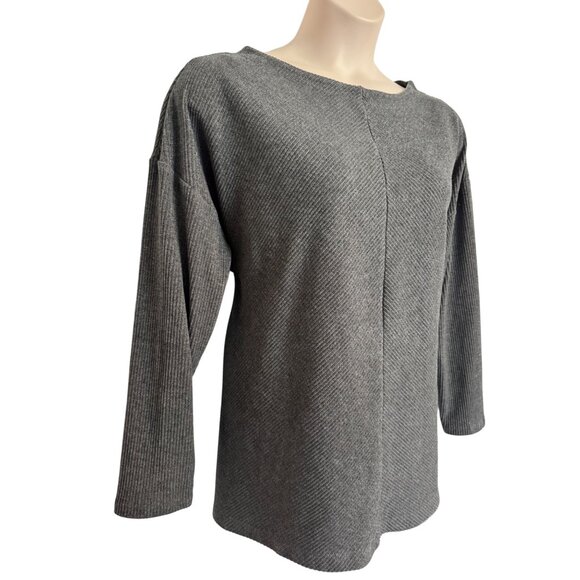 Ava Viv Textured Gray Heather SIze 1X Top Long Sleeve EUC - Picture 6 of 8